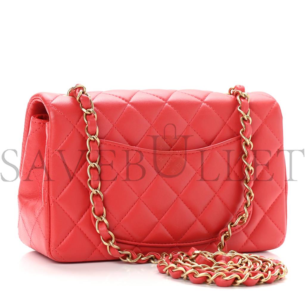 Ch*el lambskin quilted mini rectangular flap red (20*12*6cm)