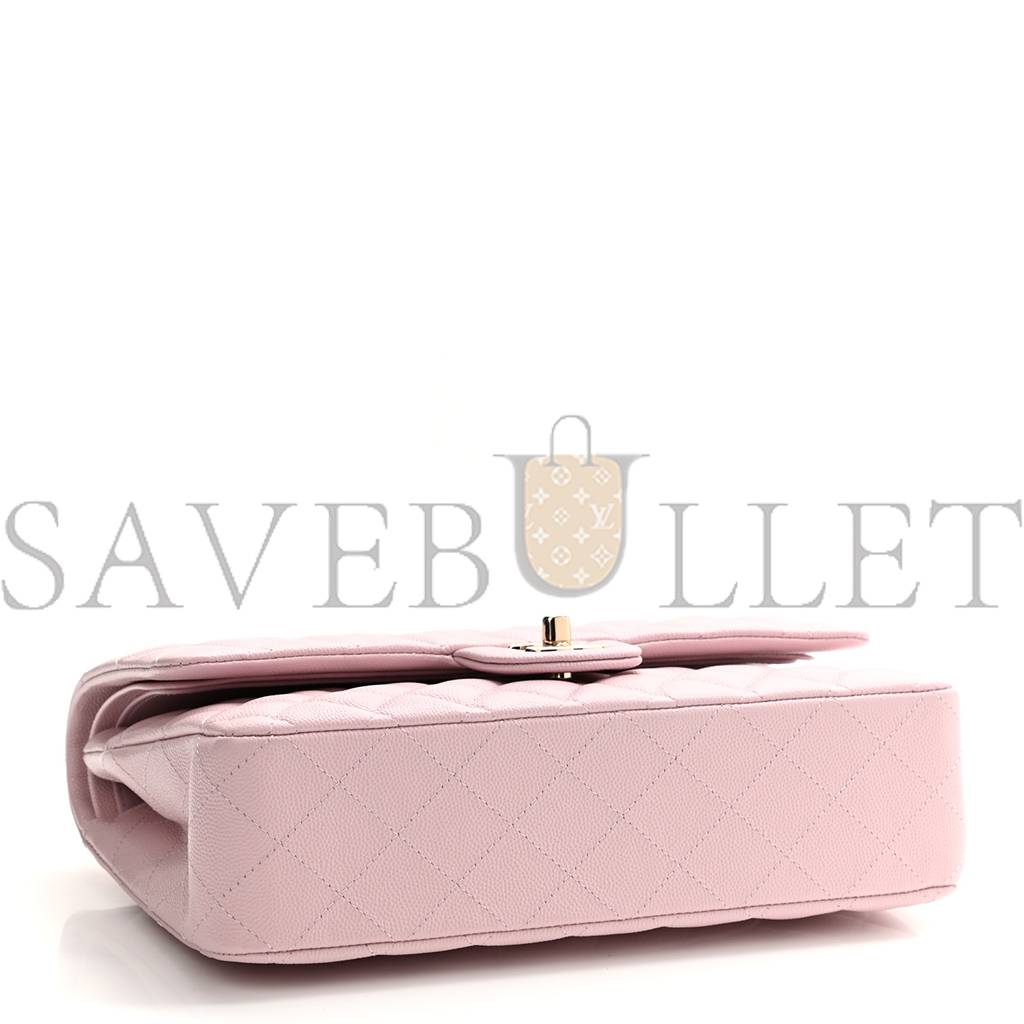 Ch*el caviar quilted medium double flap light pink rose gold hardware (25*15*6cm)