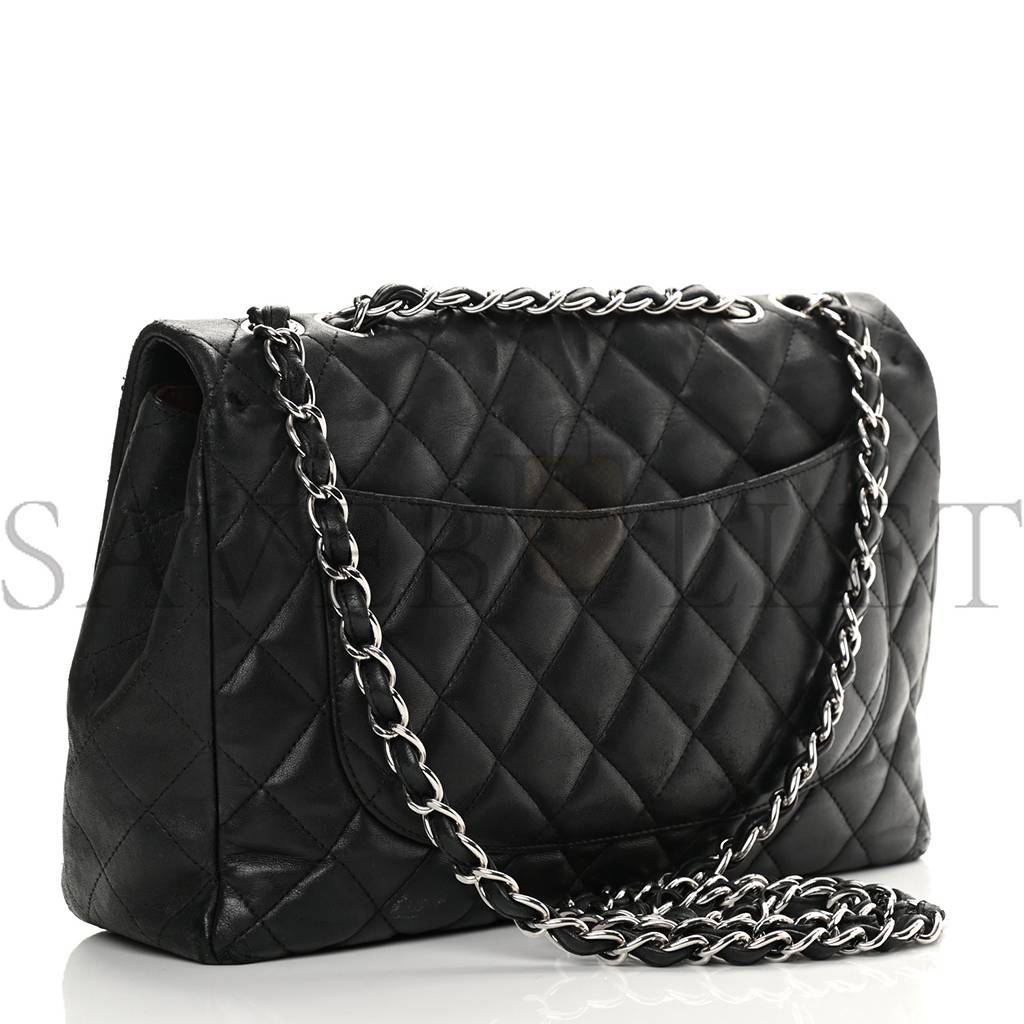 Ch*el lambskin quilted jumbo single flap black silver hardware (30*20*9cm)