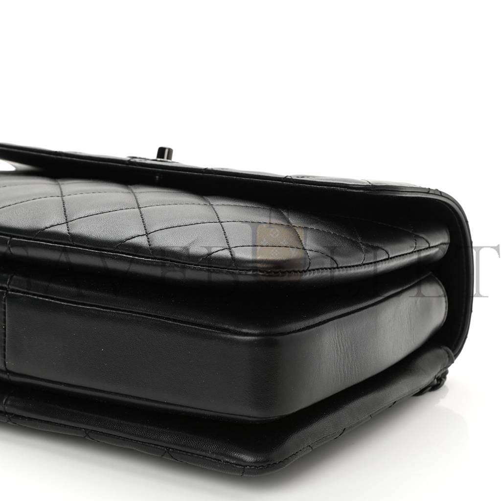 Ch*el lambskin quilted medium trendy cc dual handle flap bag so black black hardware (25*18*10cm)