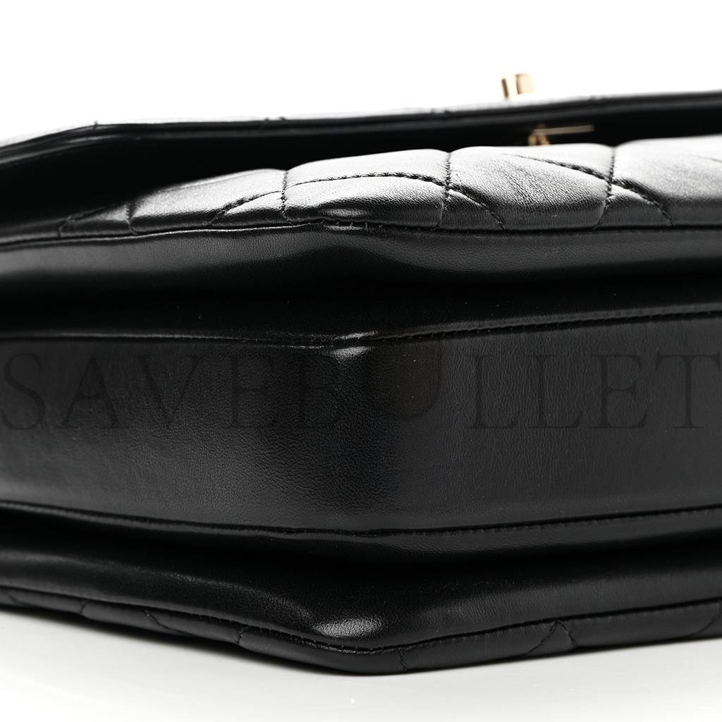 Ch*el lambskin quilted medium trendy cc flap dual handle bag black rose gold hardware (29*19*9cm)