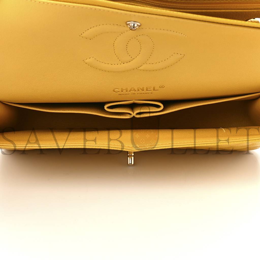 Ch*el caviar quilted medium double flap yellow (25*15*6cm)