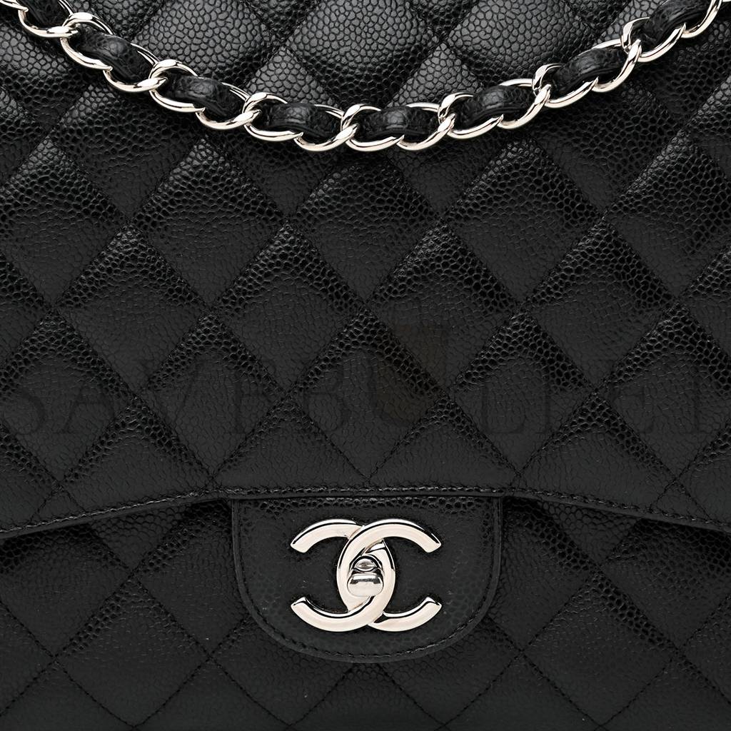 Ch*el caviar quilted maxi double flap black silver hardware (33*24*9cm)