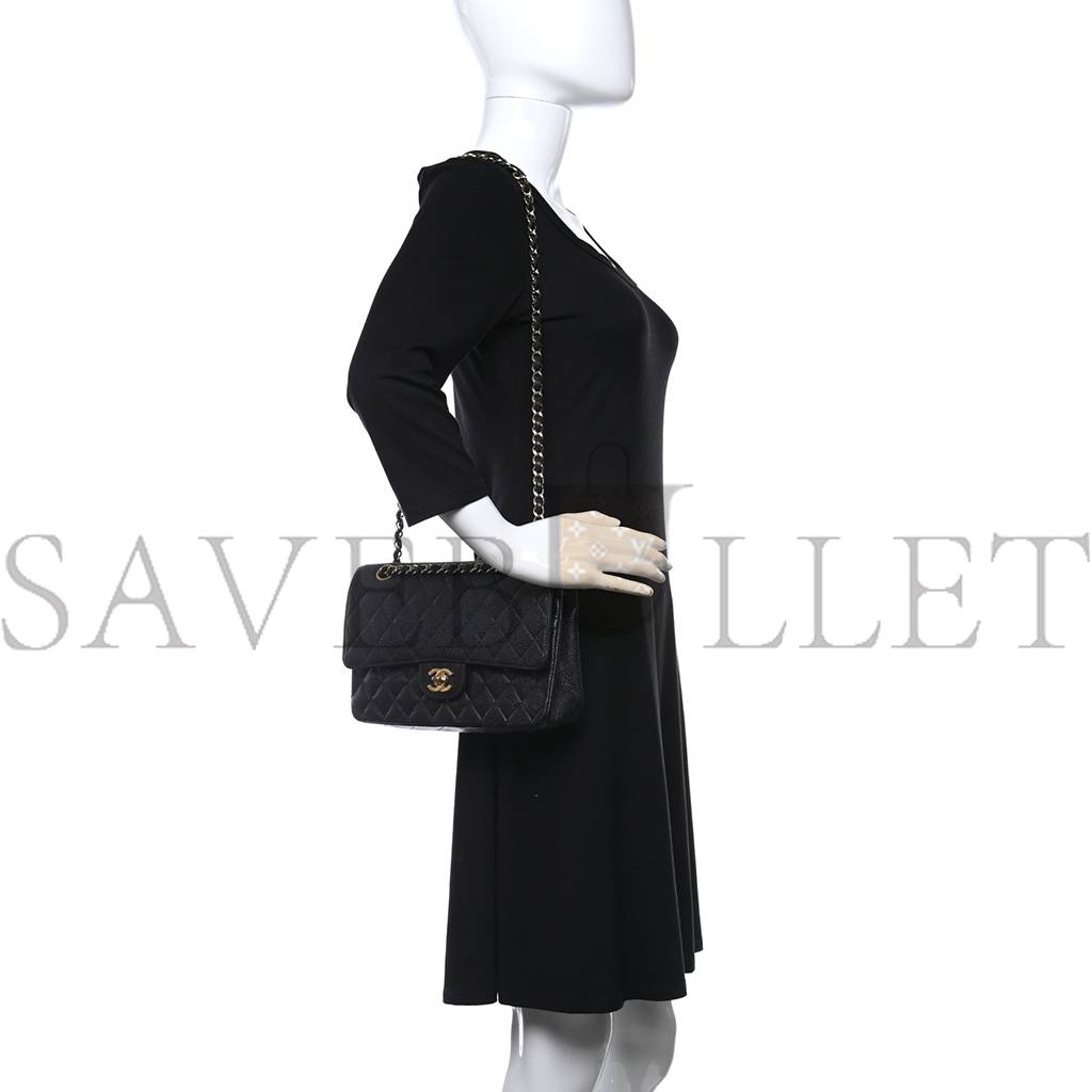 Ch*el caviar quilted medium double flap black gold hardware (25*16*6cm)