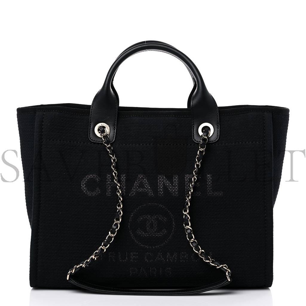 Ch*el mixed fibers small deauville tote black (34*29*15cm)