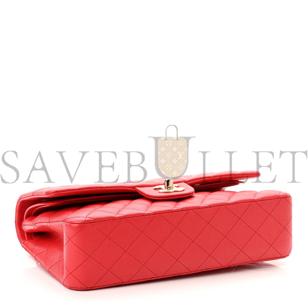 Ch*el caviar quilted medium double flap red gold hardware (25*17*6cm)