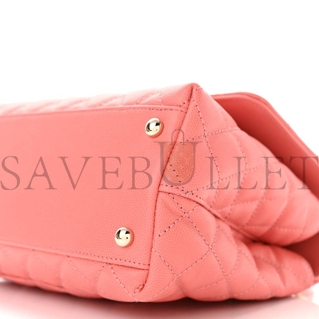 Ch*el caviar quilted small coco handle flap pink rose gold hardware (29*19*9cm)