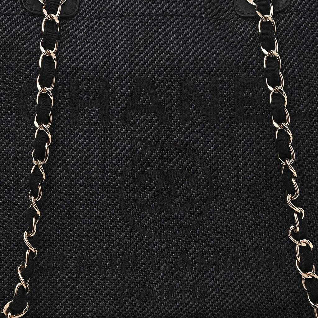 Ch*el mixed fibers calfskin medium deauville tote blue (38*30*20cm)