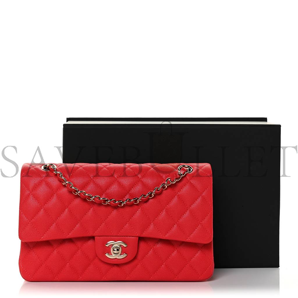 Ch*el caviar quilted medium double flap red rose gold hardware (25*15*6cm)