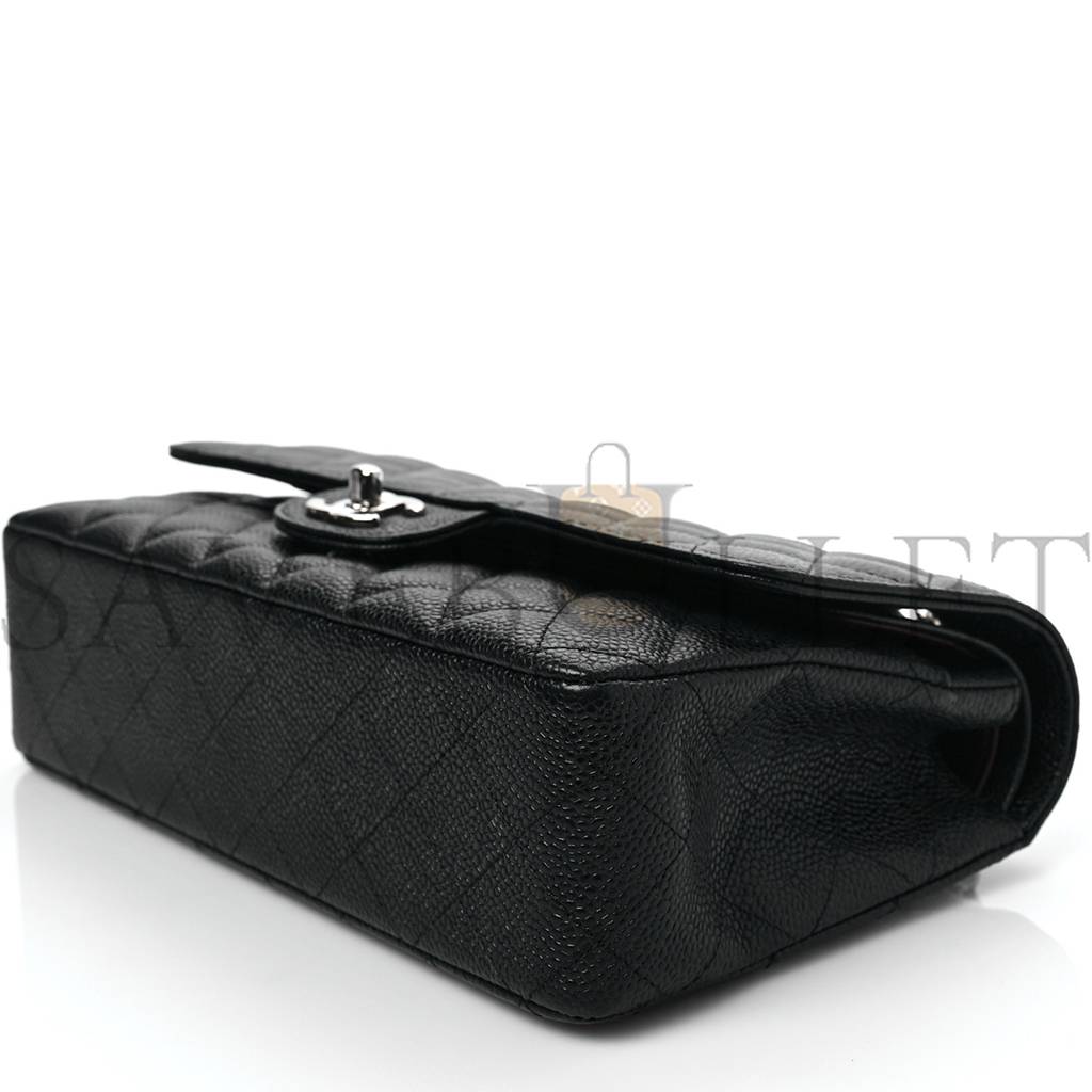 Ch*el caviar quilted medium double flap black silver hardware (25*15*6cm)