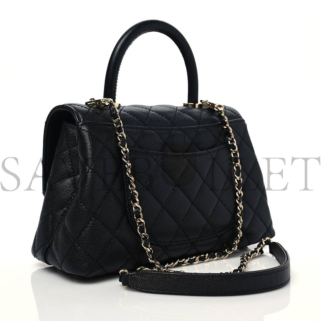Ch*el caviar quilted mini coco handle flap black gold hardware (23*14*10cm)