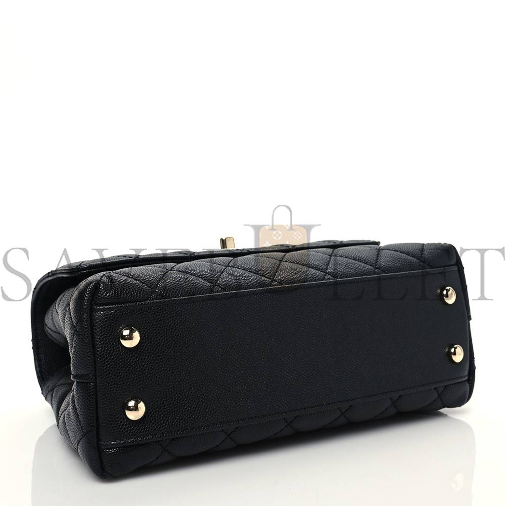 Ch*el caviar quilted mini coco handle flap black gold hardware (23*14*10cm)