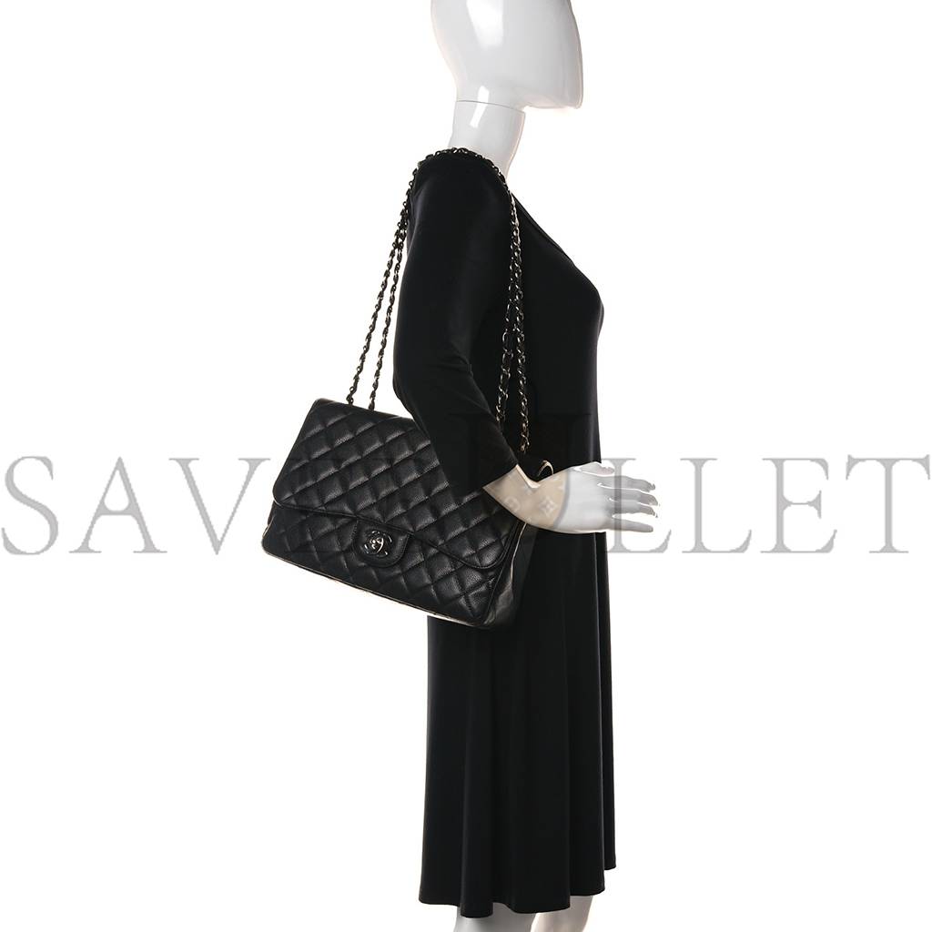 Ch*el caviar quilted jumbo single flap black silver hardware (30*20*8cm)