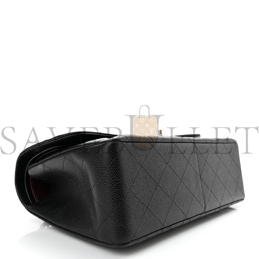 Ch*el caviar quilted jumbo double flap black silver hardware (30*20*9cm)