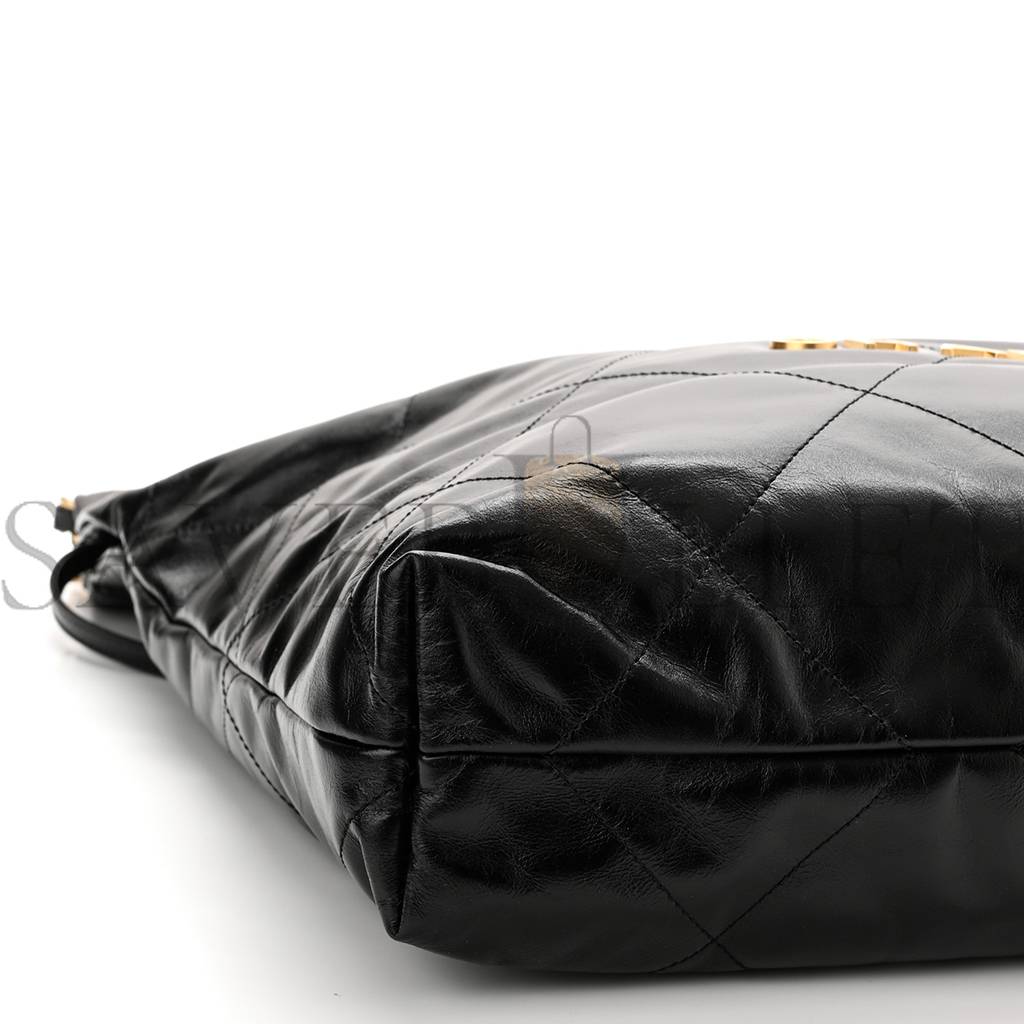 Ch*el shiny calfskin quilted Ch*el 22 black (37*35*7cm)