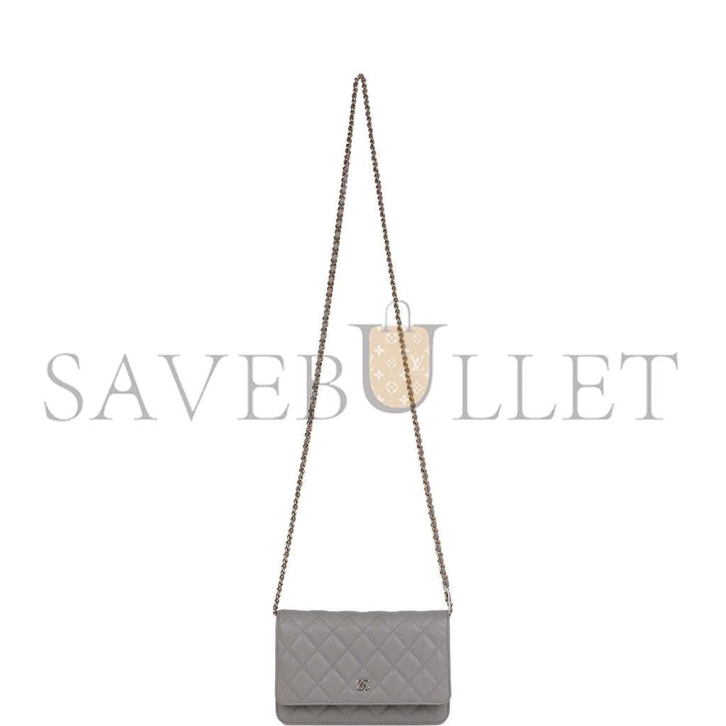 Ch*el wallet on chain woc grey caviar light gold hardware (19*13*4cm)