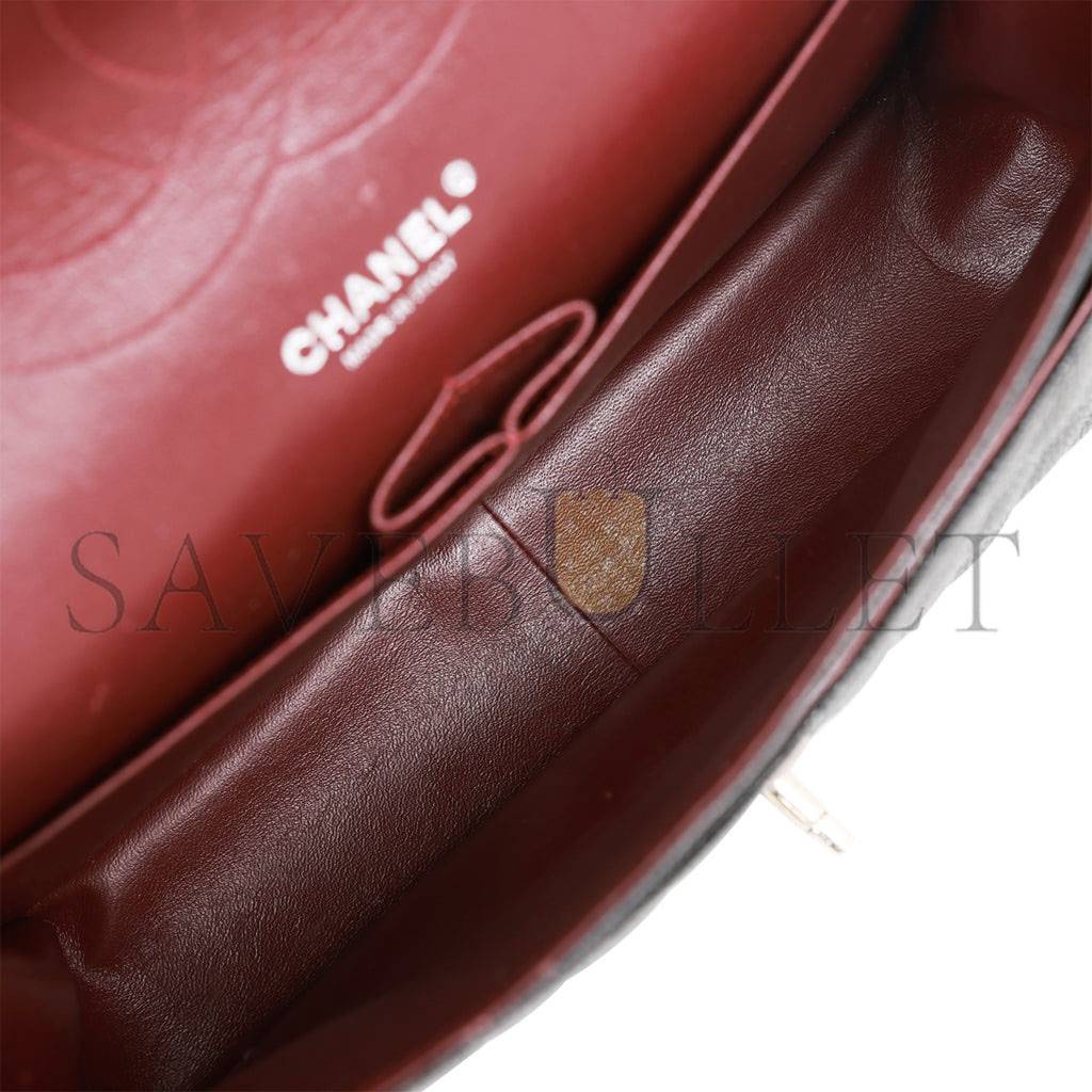 Ch*el jumbo classic double flap bag black caviar silver hardware (30*20*9cm)