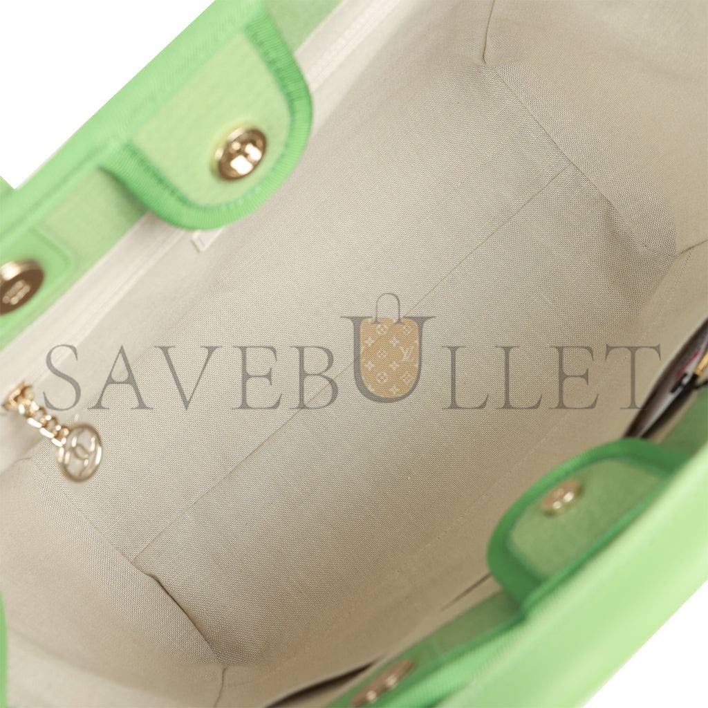 Ch*el small deauville shopping bag green boucle light gold hardware (34*27*15cm)