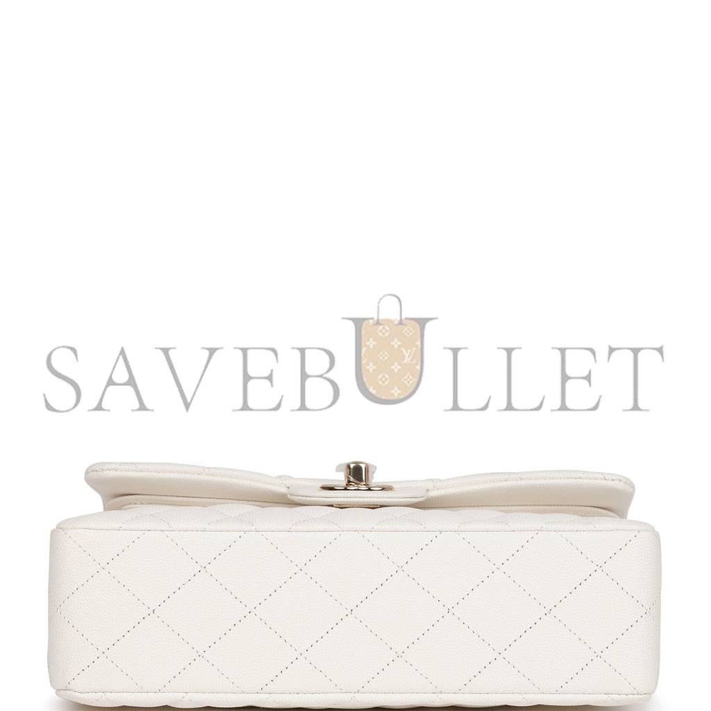 Ch*el small classic double flap white caviar gold hardware (23*13*6cm)