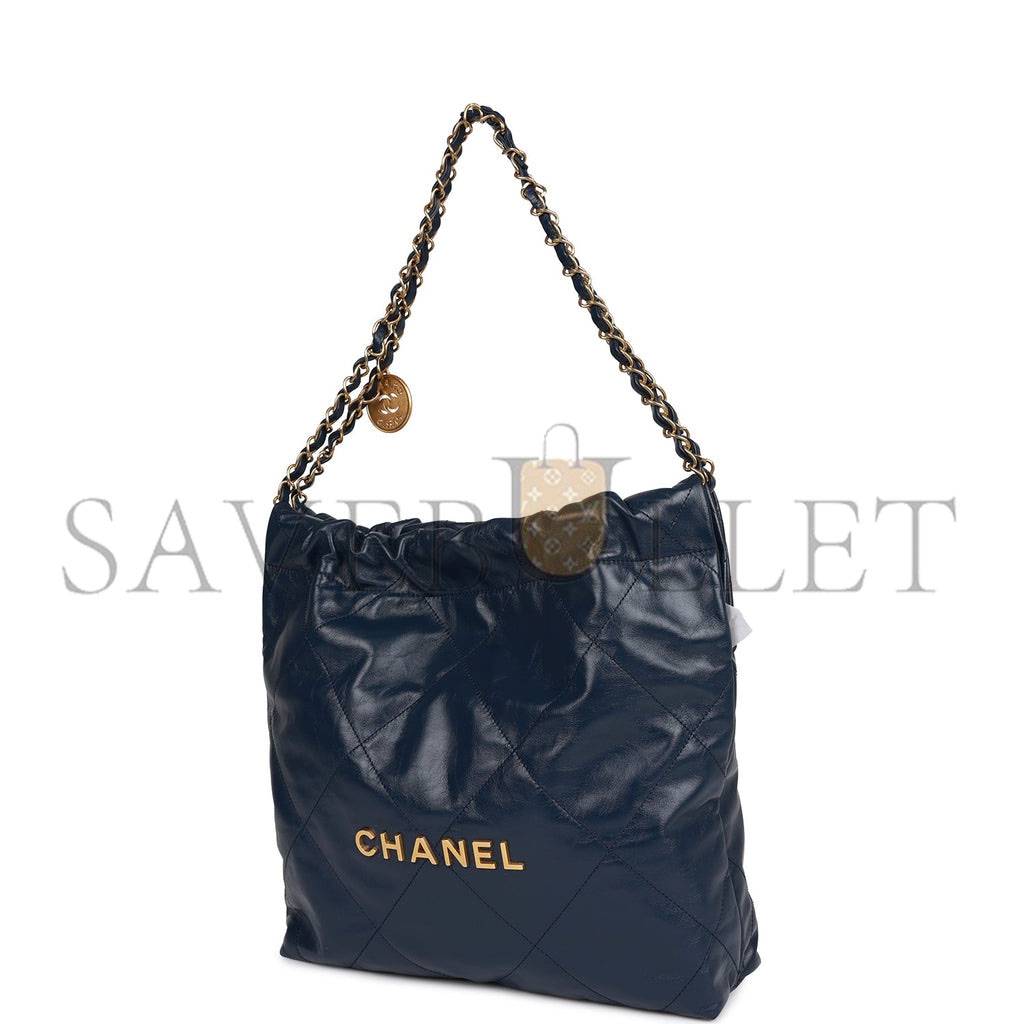 Ch*el large 22 bag navy lambskin antique gold hardware (46*45*10cm)