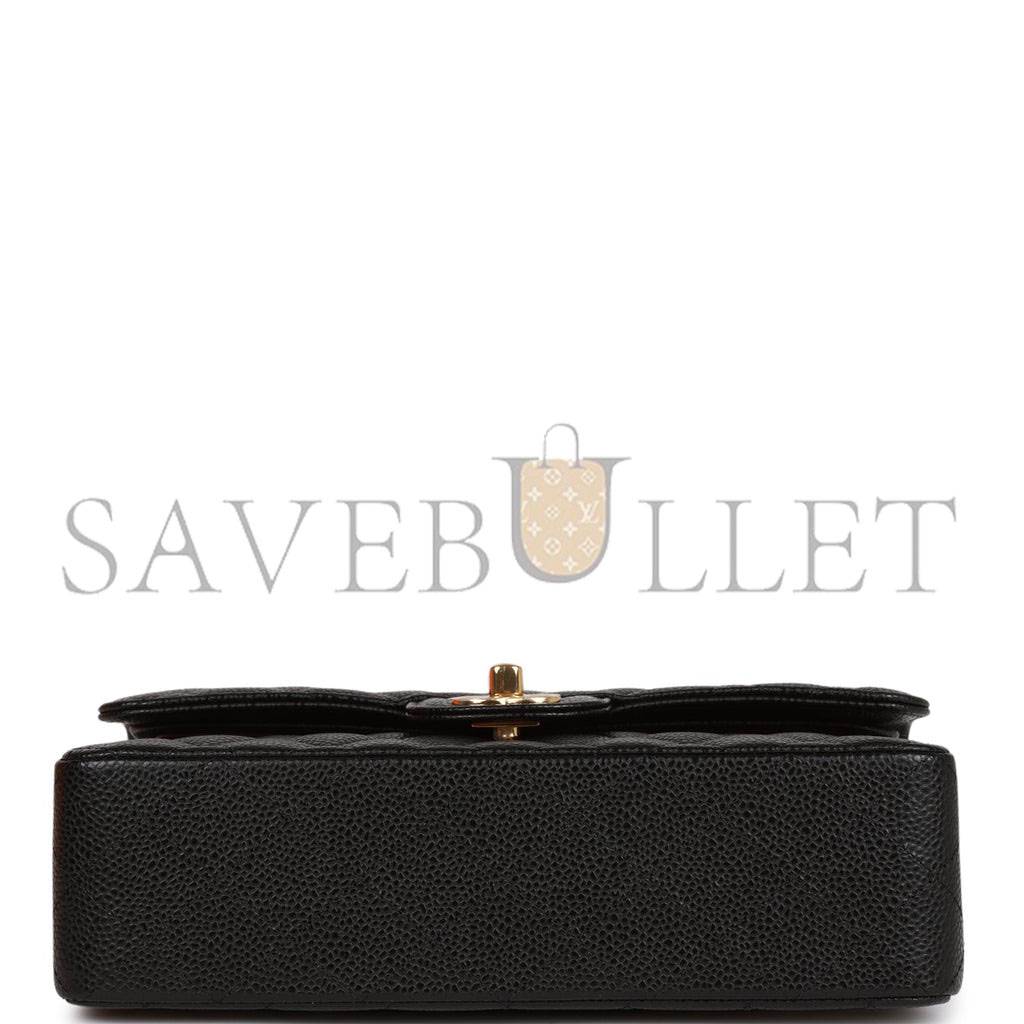 Ch*el small classic double flap black caviar gold hardware (23*13*6cm)