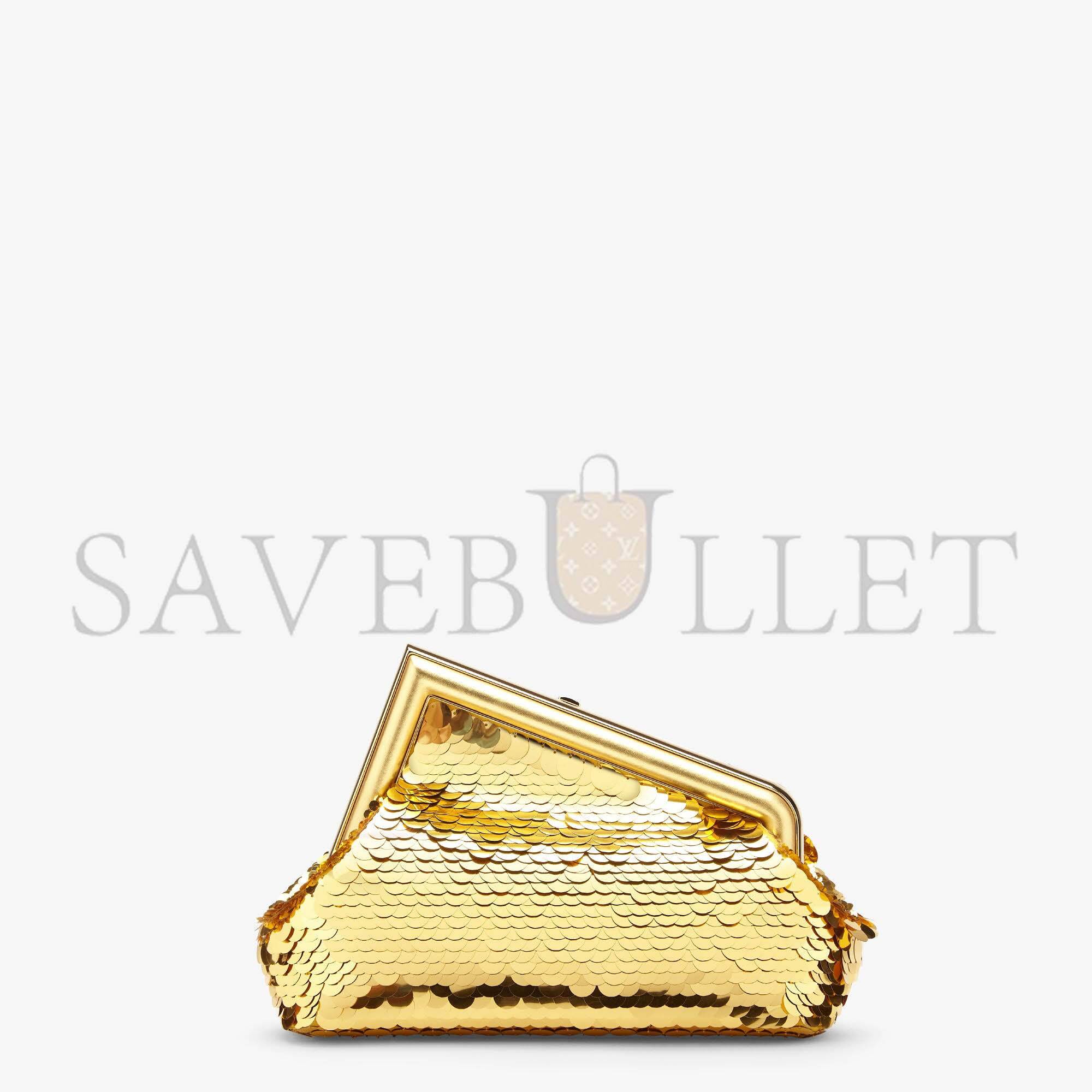 F**di first small - gold-colored leather and sequinned bag 8bp129ajp4f0rxu (26*18*9.5cm)