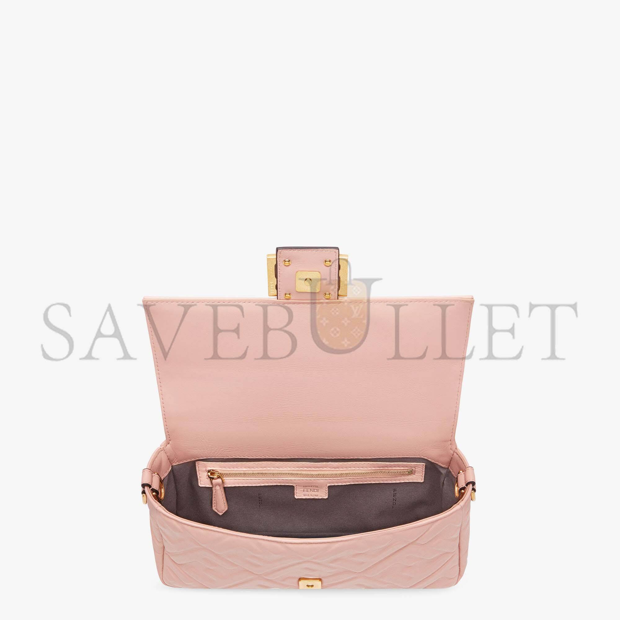 F**di baguette - pink nappa leather bag 8br600a72vf19pq (27*15*6cm)