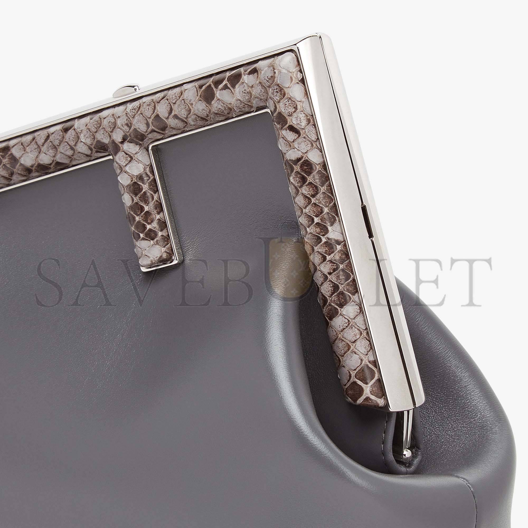 F**di first small - python and dark gray leather bag 8bp129agwrf1i00 (26*18*9.5cm)