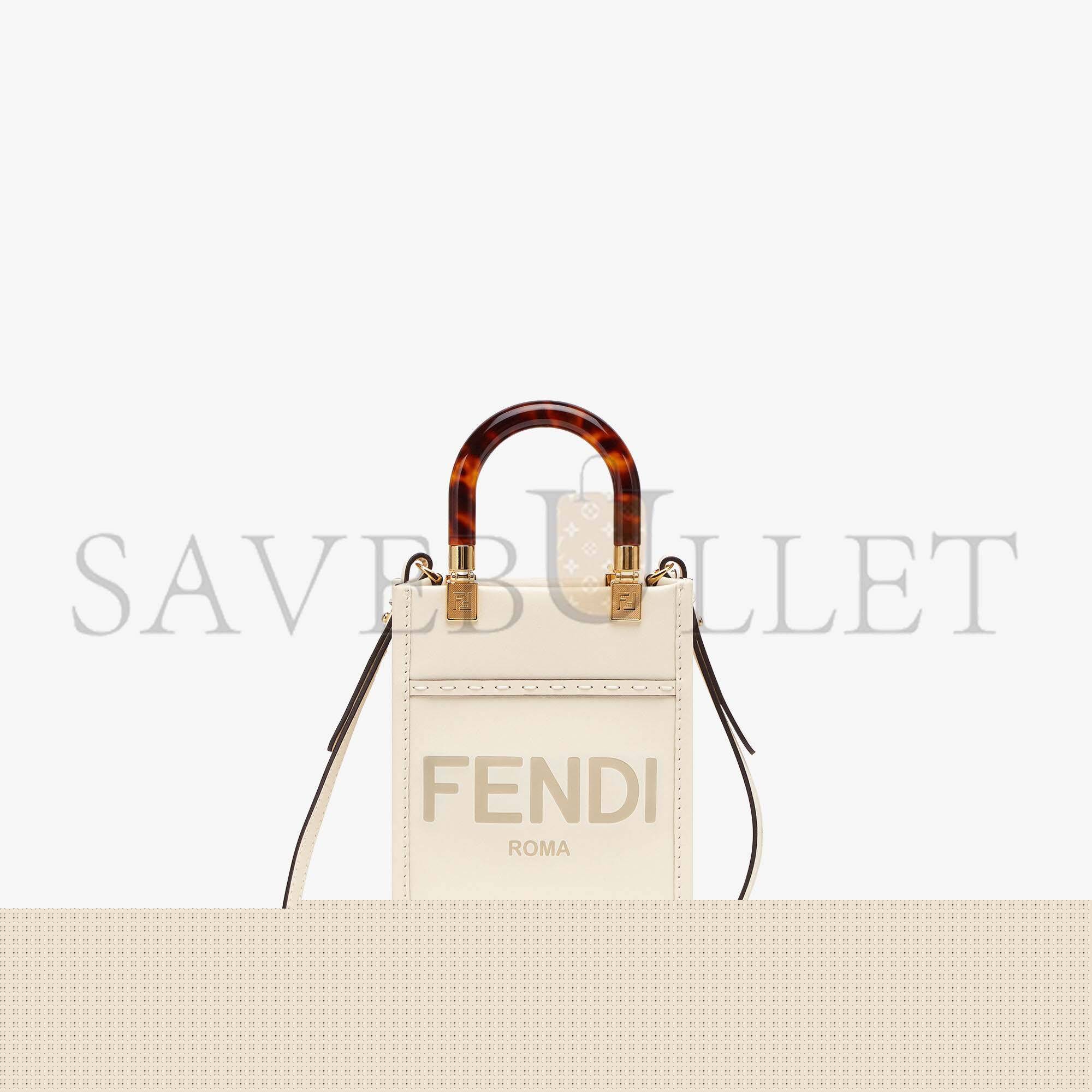 F**di mini sunshine shopper - white leather mini-bag 8bs051abvlf0k7e (18*13*6.5cm)