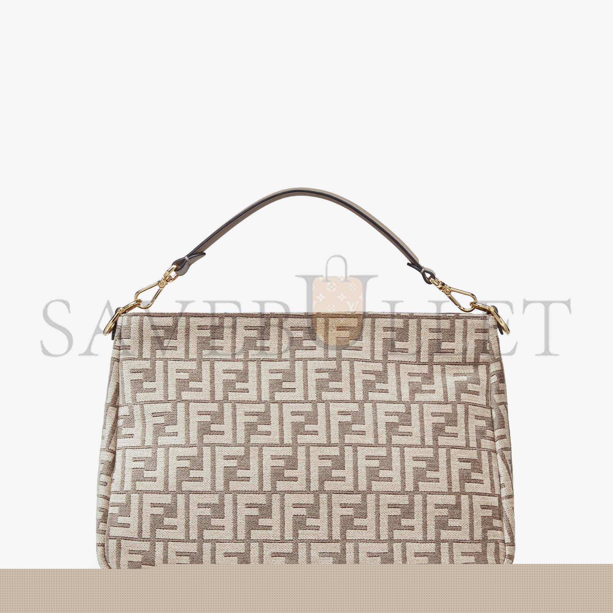 F**di o’lock zipper - dove gray tapestry fabric bag 8br805alfvf1iqu (36*23.5*14cm)