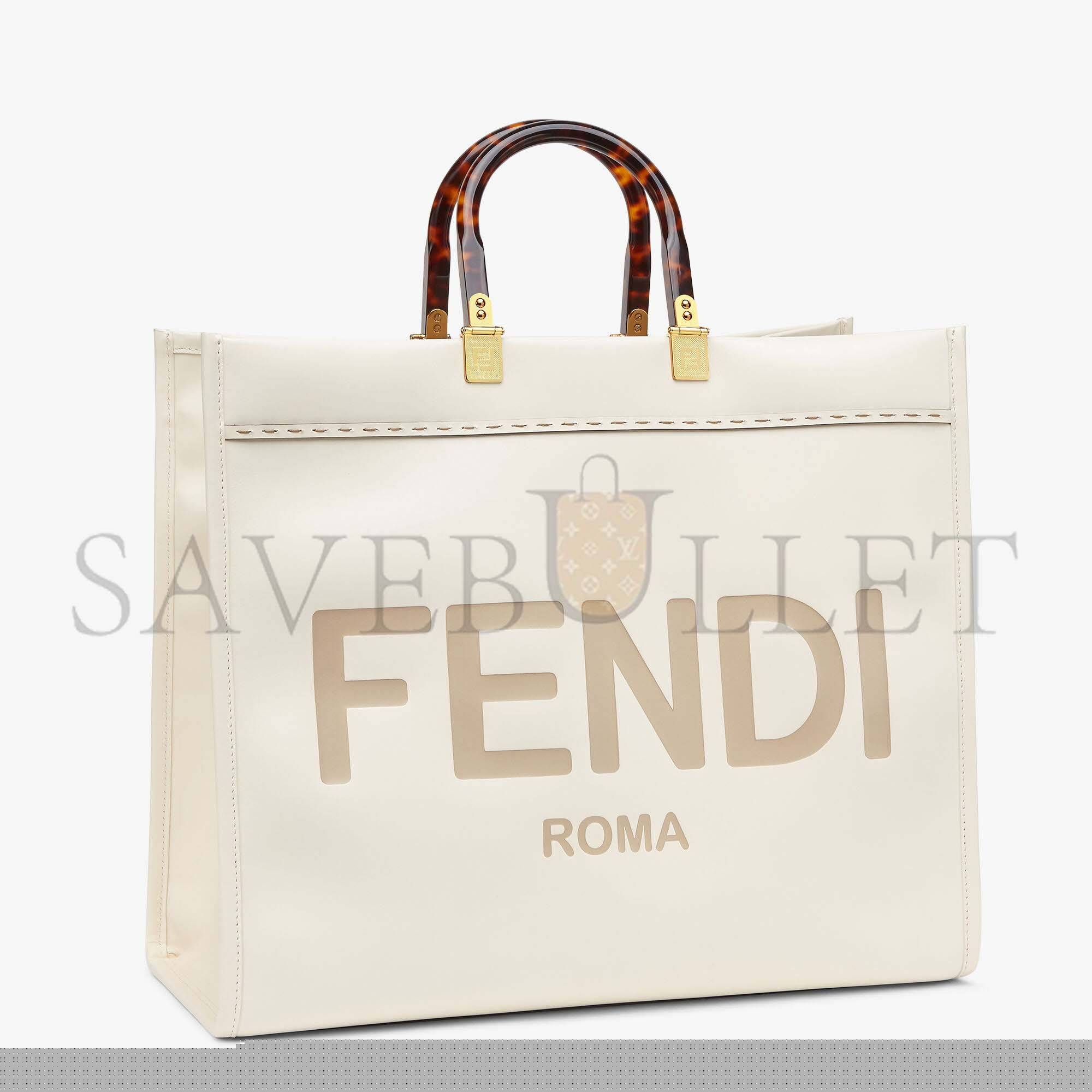 F**di large F**di sunshine - white leather shopperx 8bh372abvlf0k7e (40.5*35*21.5cm)