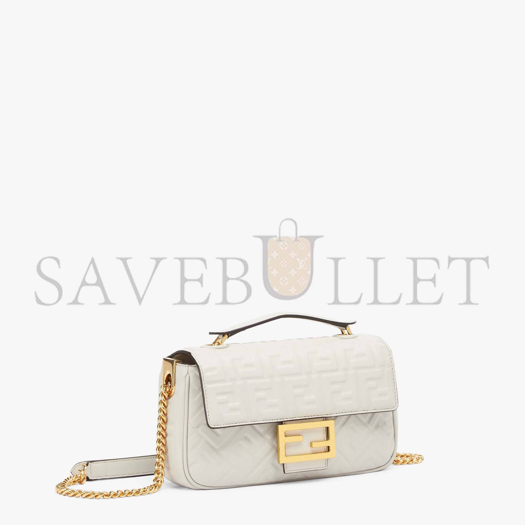 F**di baguette chain midi - light gray leather bag 8br793ah9cf1bz0 (24*14.5*7cm)