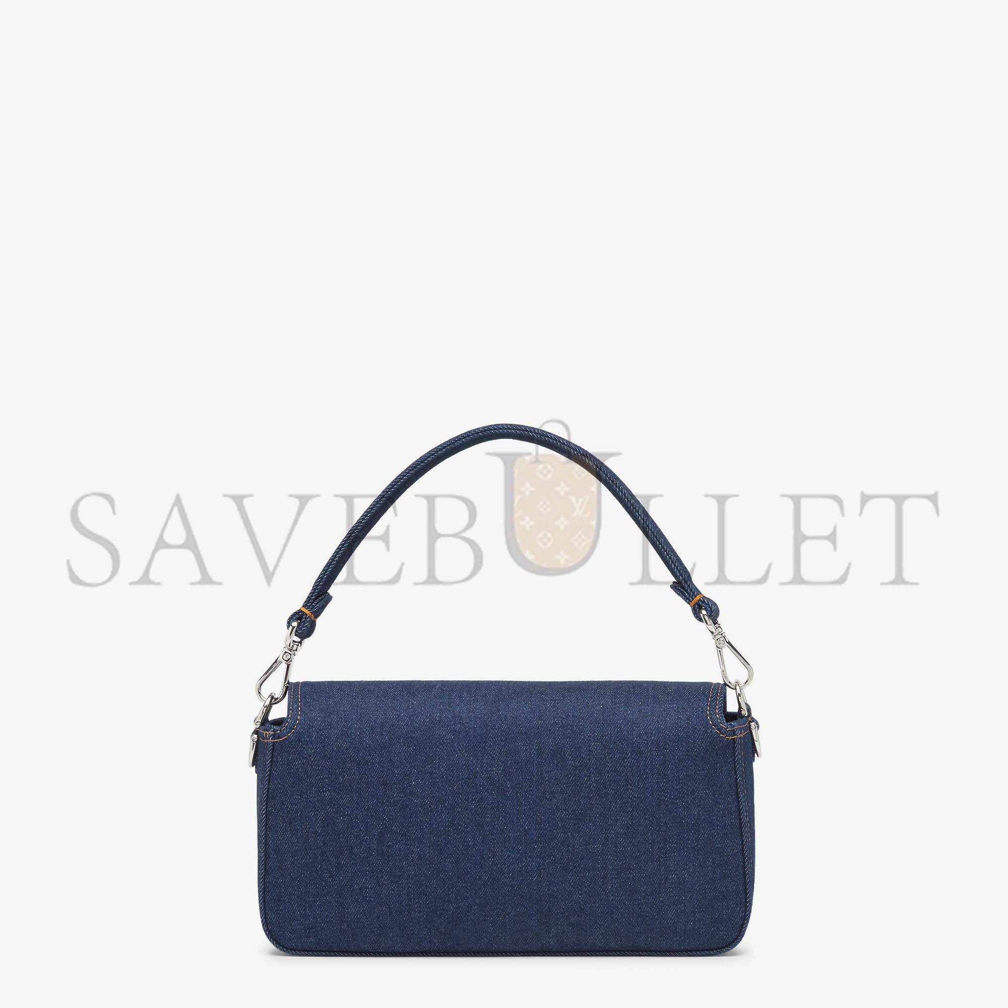 F**di baguette - re-edition bag in blue denim 8br600al9wf0kr1 (27*15*6cm)