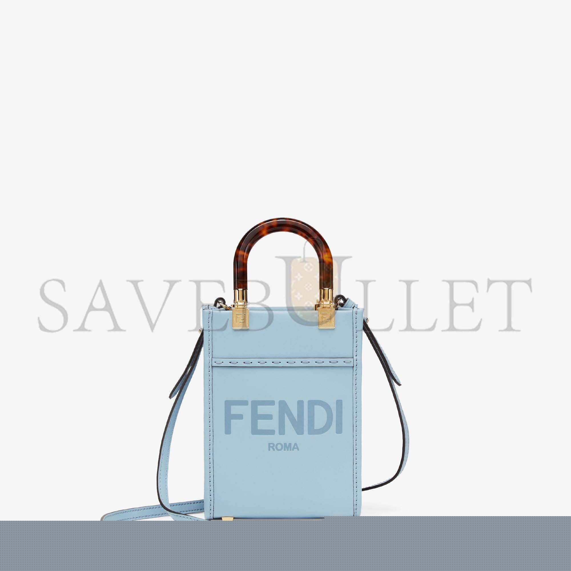 F**di mini sunshine shopper - light blue leather mini bag 8bs051abvlf1993 (18*13*6.5cm)