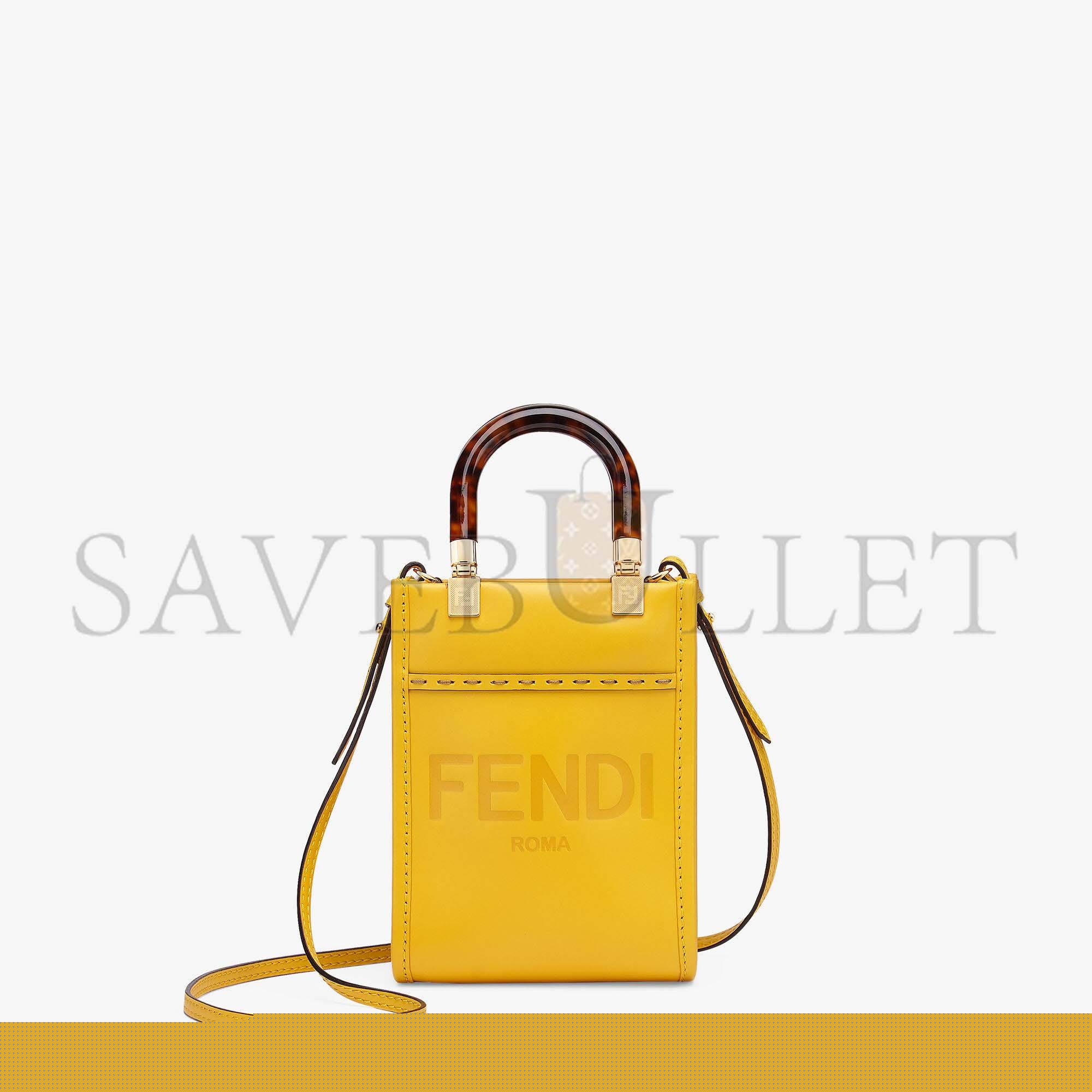 F**di mini sunshine shopper - yellow leather mini-bag 8bs051abvlf192e (18*13*6.5cm)