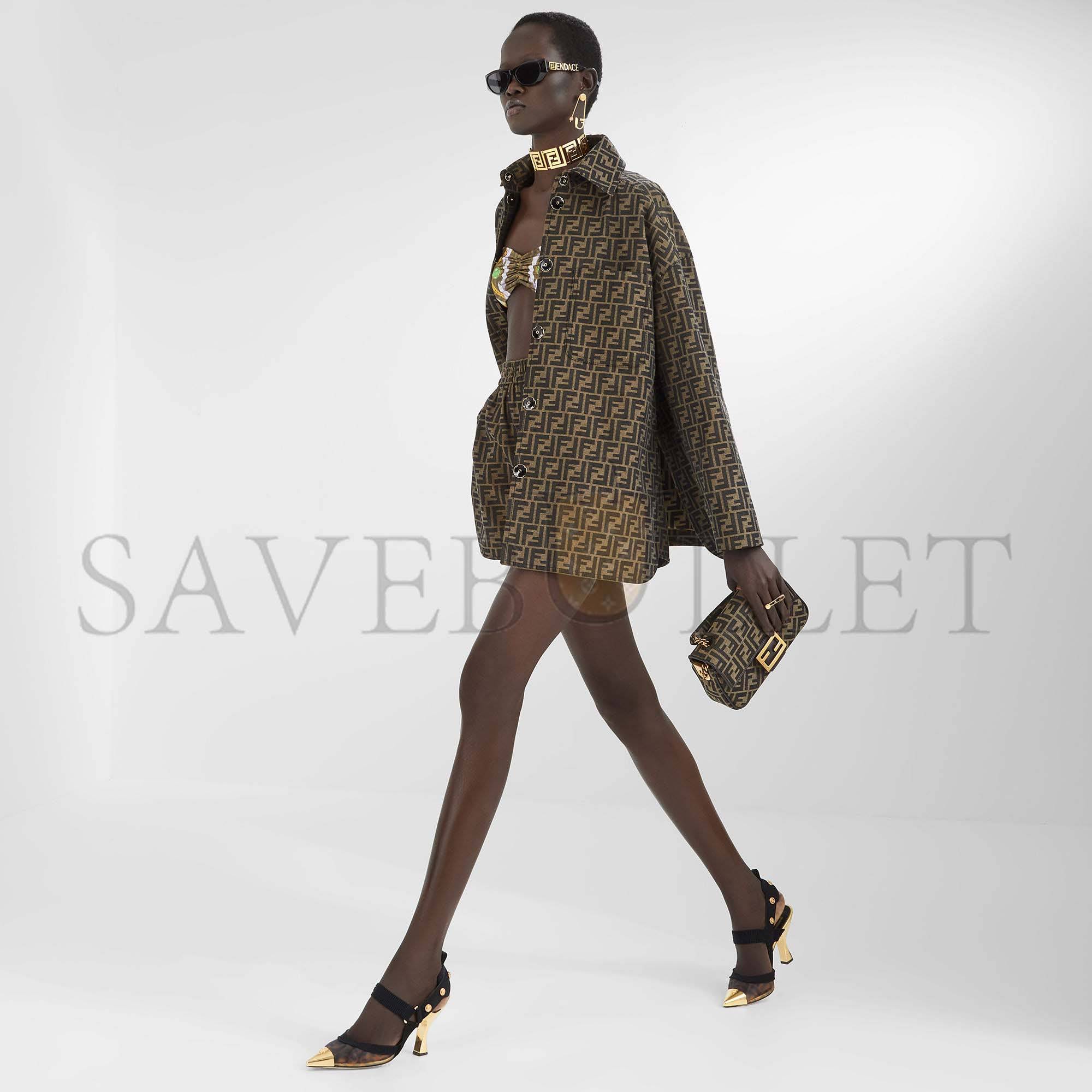 F**di baguette chain midi - ff jacquard fabric bag 8br793akbzf1em3 (24*14.5*7cm)