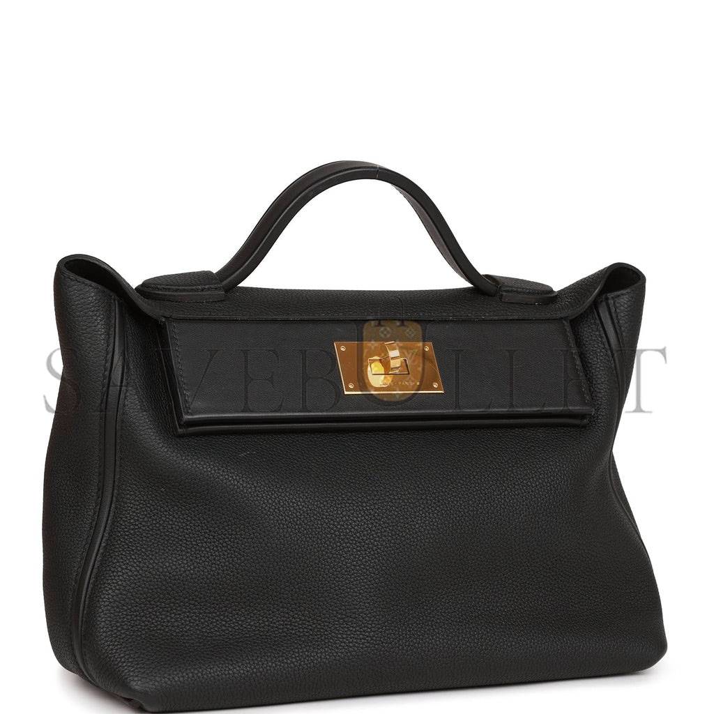 H**mes 2424 bag 29 black togo and swift gold hardware (29*24*15cm)