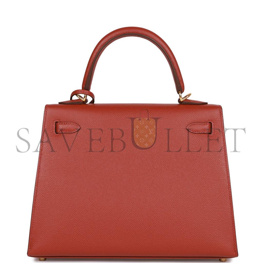 H**mes kelly sellier 25 rouge venetian epsom gold hardware (25*17*7cm)