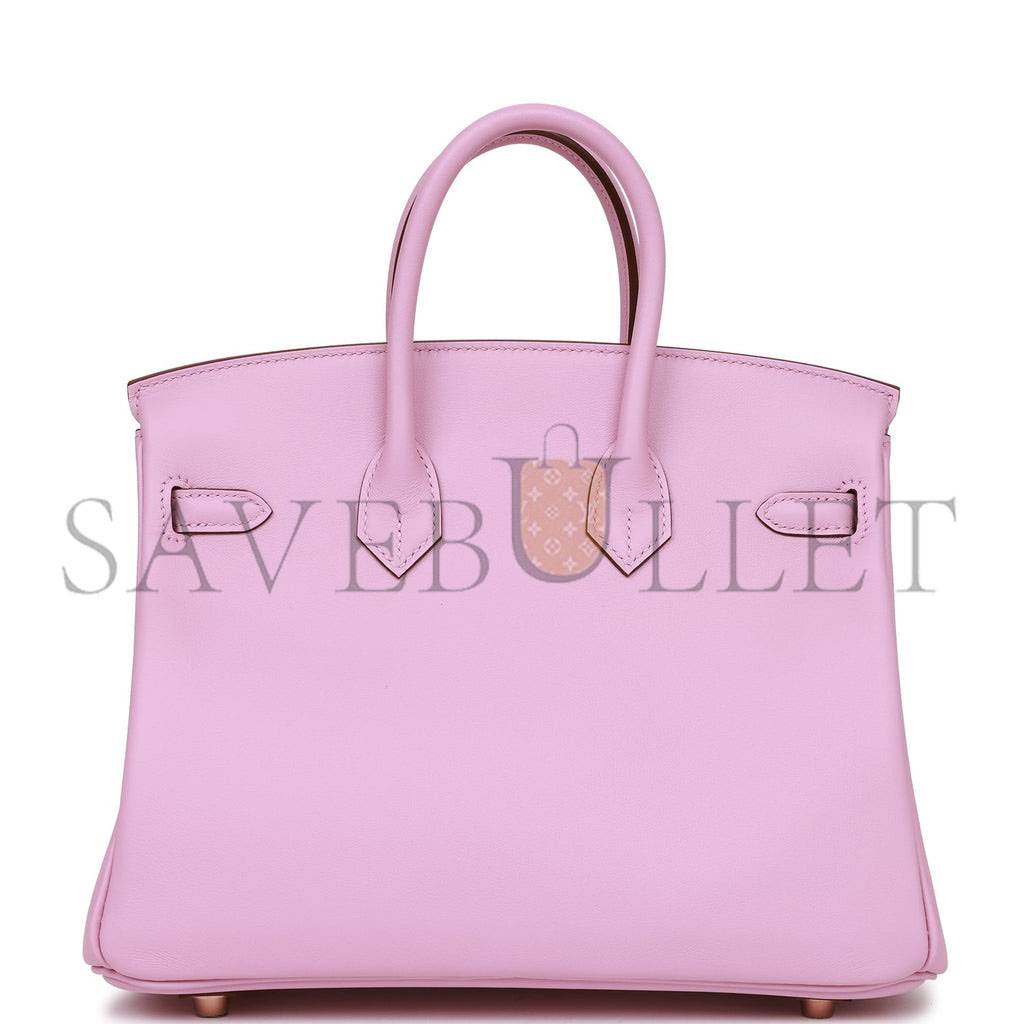 H**mes birkin 25 mauve sylvestre swift rose gold hardware handmade (25cm)