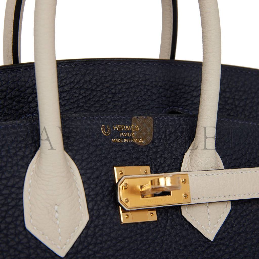 H**mes special order (hss) birkin 25 bleu nuit and craie togo gold hardware handmade (25cm)