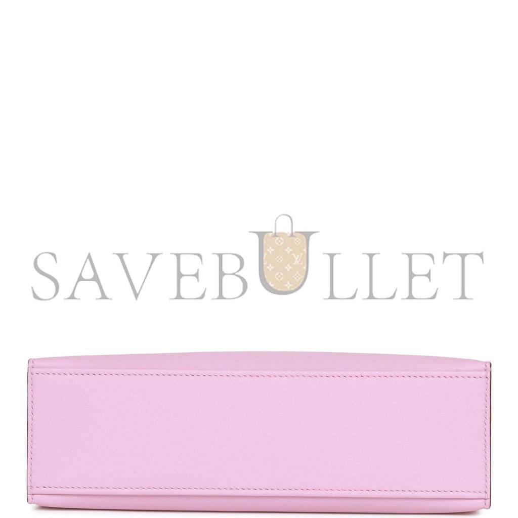 H**mes kelly pochette mauve sylvestre swift rose gold hardware (22*12*13cm)