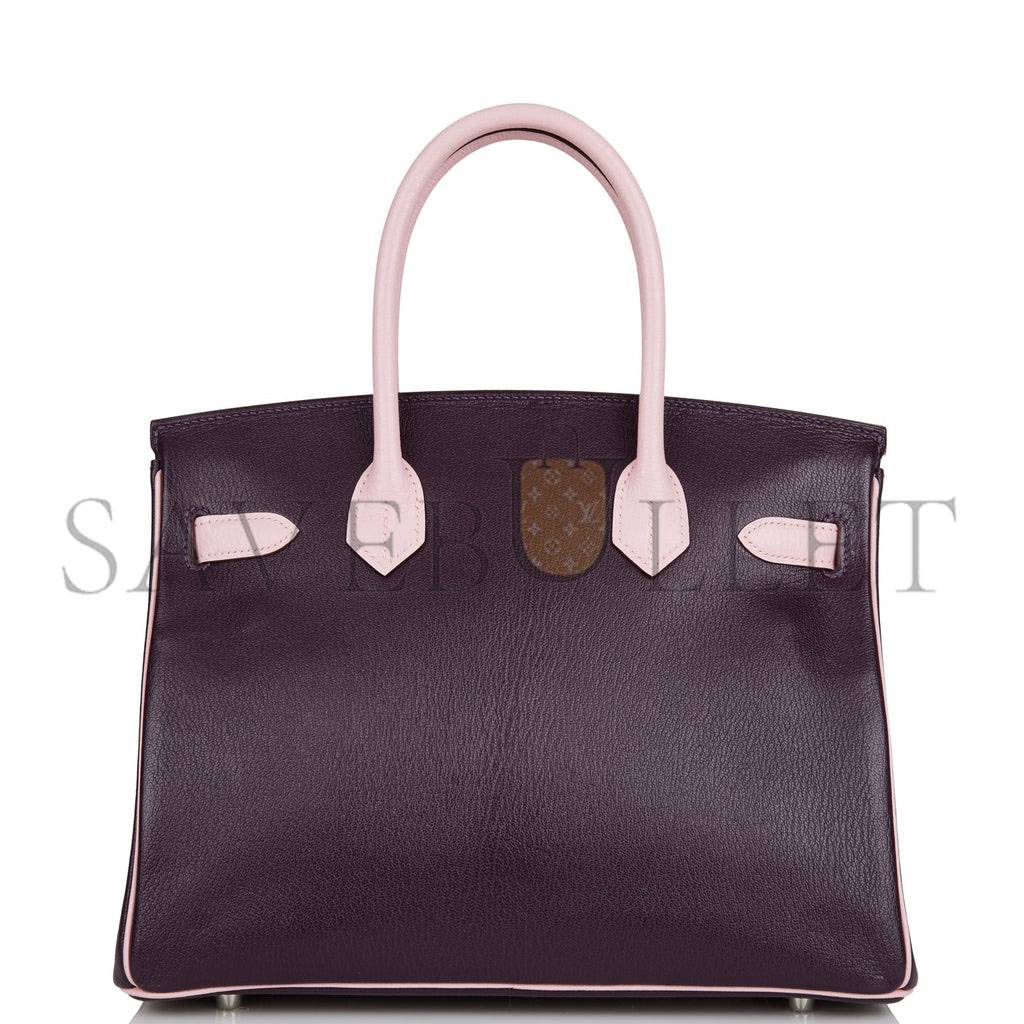 H**mes special order (hss) birkin 30 raisin and rose sakura chevre palladium hardware ( 30cm*22*16cm)