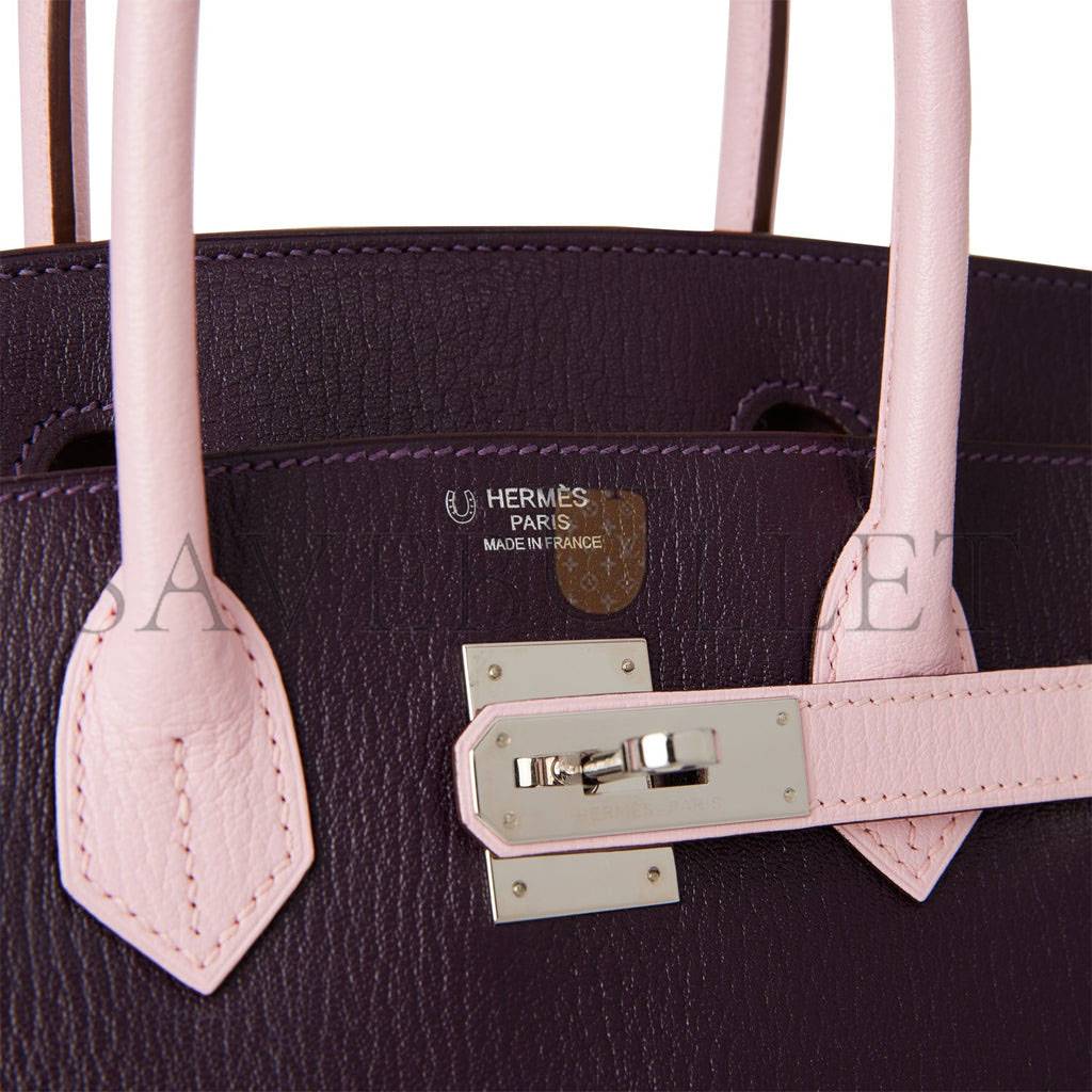 H**mes special order (hss) birkin 30 raisin and rose sakura chevre palladium hardware ( 30cm*22*16cm)