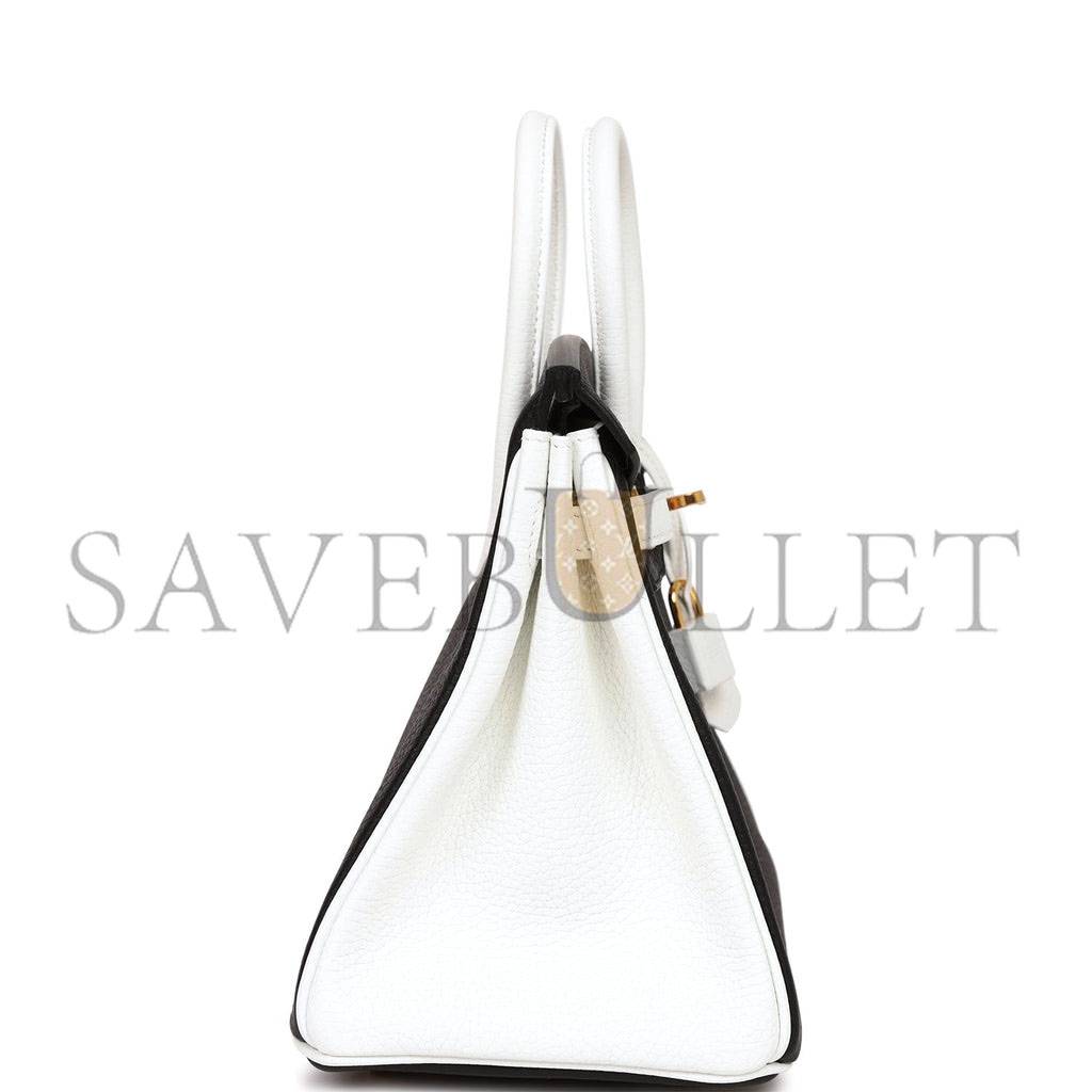 H**mes special order (hss) birkin 25 black and white clemence gold hardware (25cm)