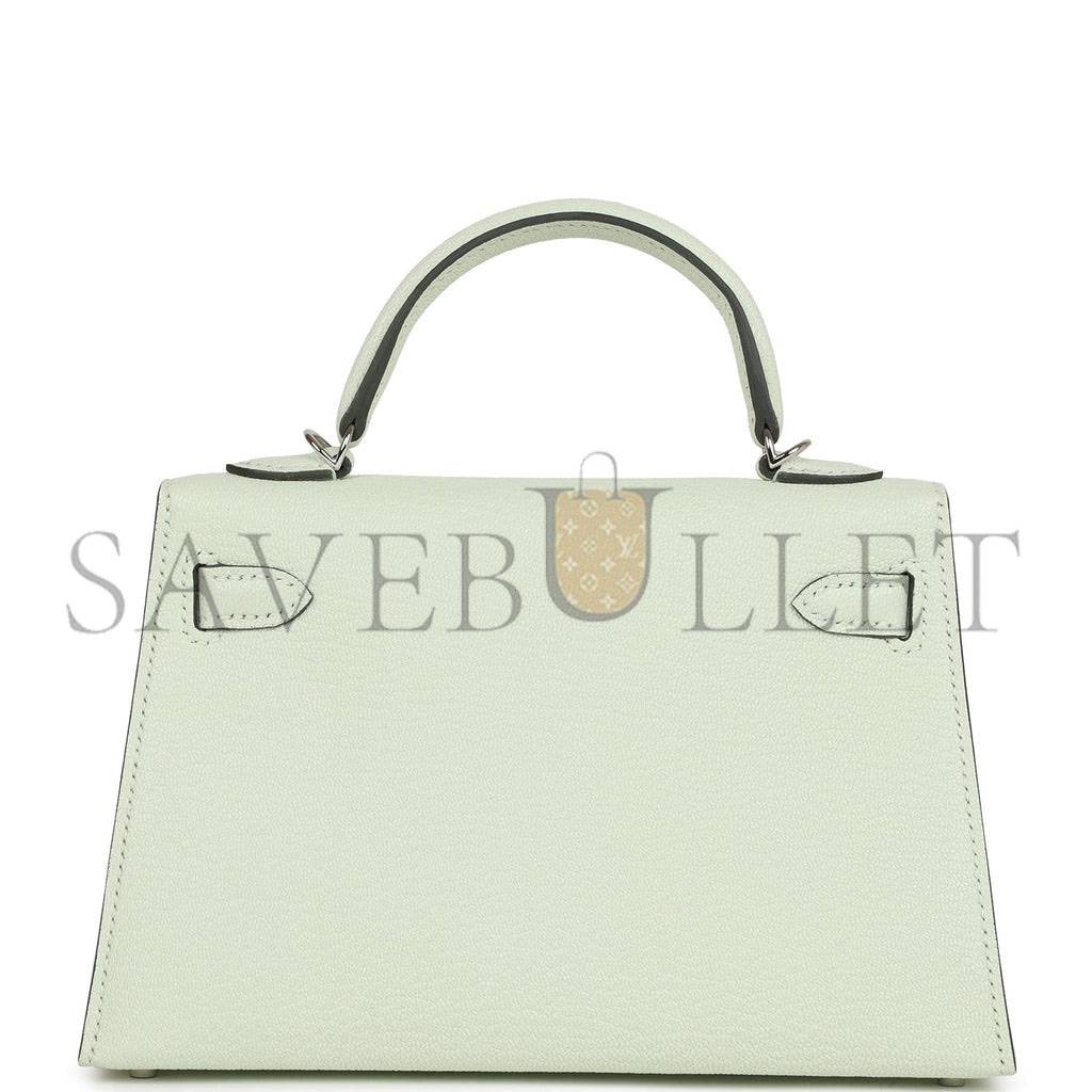 H**mes mini kelly sellier 20 vert fizz chevre palladium hardware (19*12*5.5cm)