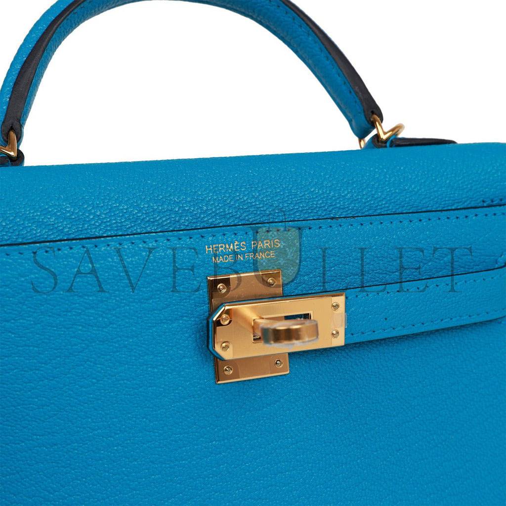 H**mes mini kelly sellier 20 bleu frida chevre gold hardware (19*12*5.5cm)