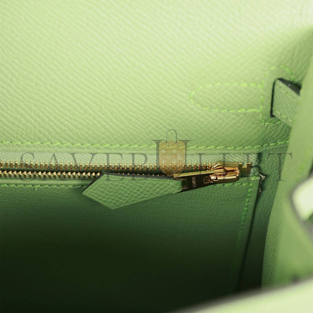 H**mes kelly sellier 25 vert criquet epsom gold hardware handmade (25*17*7cm)