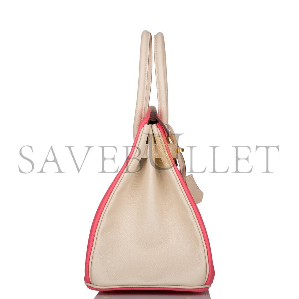 H**mes special order (hss) birkin 30 craie and rose azalee epsom brushed gold hardware ( 30cm*22*16cm)