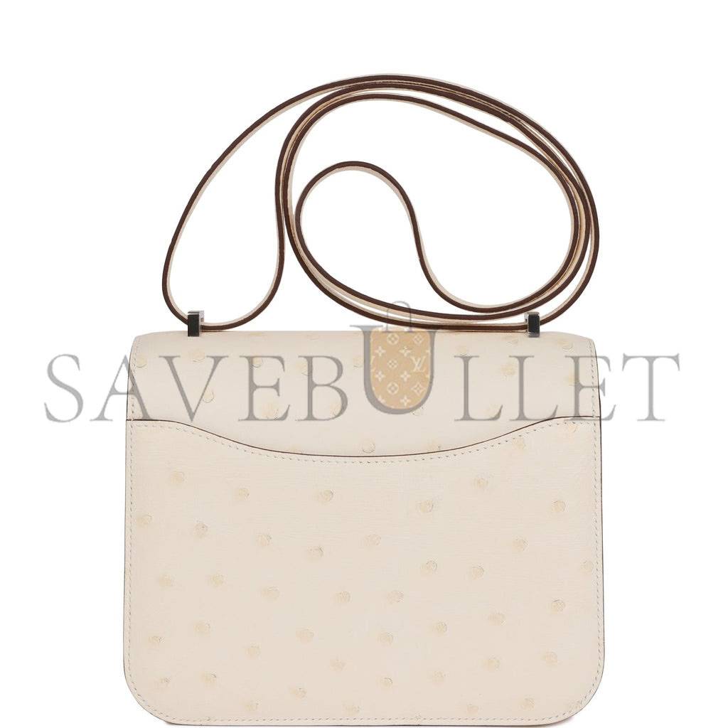 H**mes constance 18 nata ostrich palladium hardware 39857367875678 (18cm)