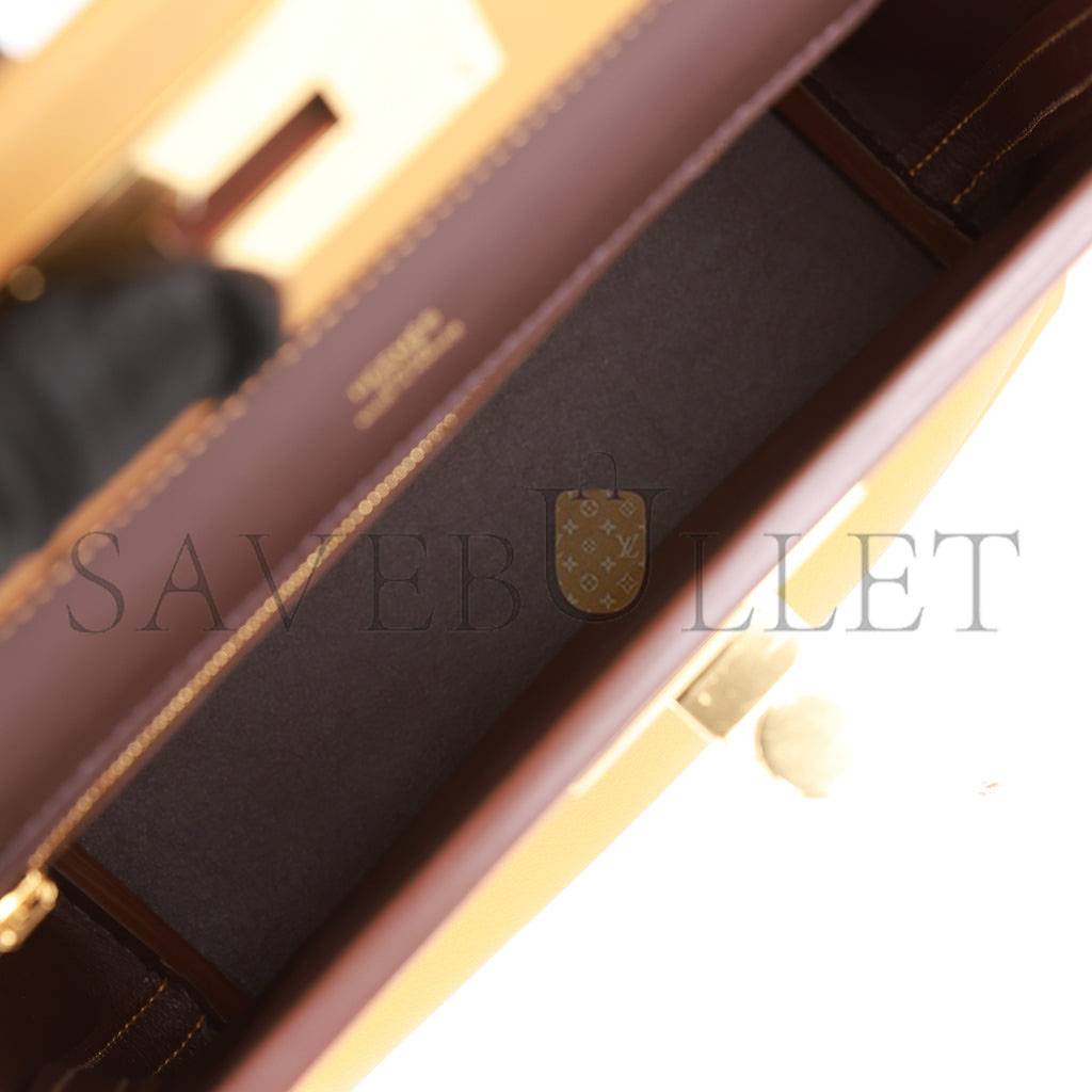 H**mes mini 2424 bag caramel evercolor and sesame swift verso gold hardware (23*17*11cm)